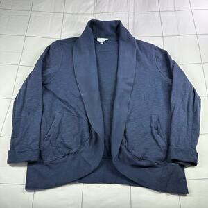 Haven Well Within Sweater Womens Medium Navy Blue Cardigan Open Roll Neck Casual